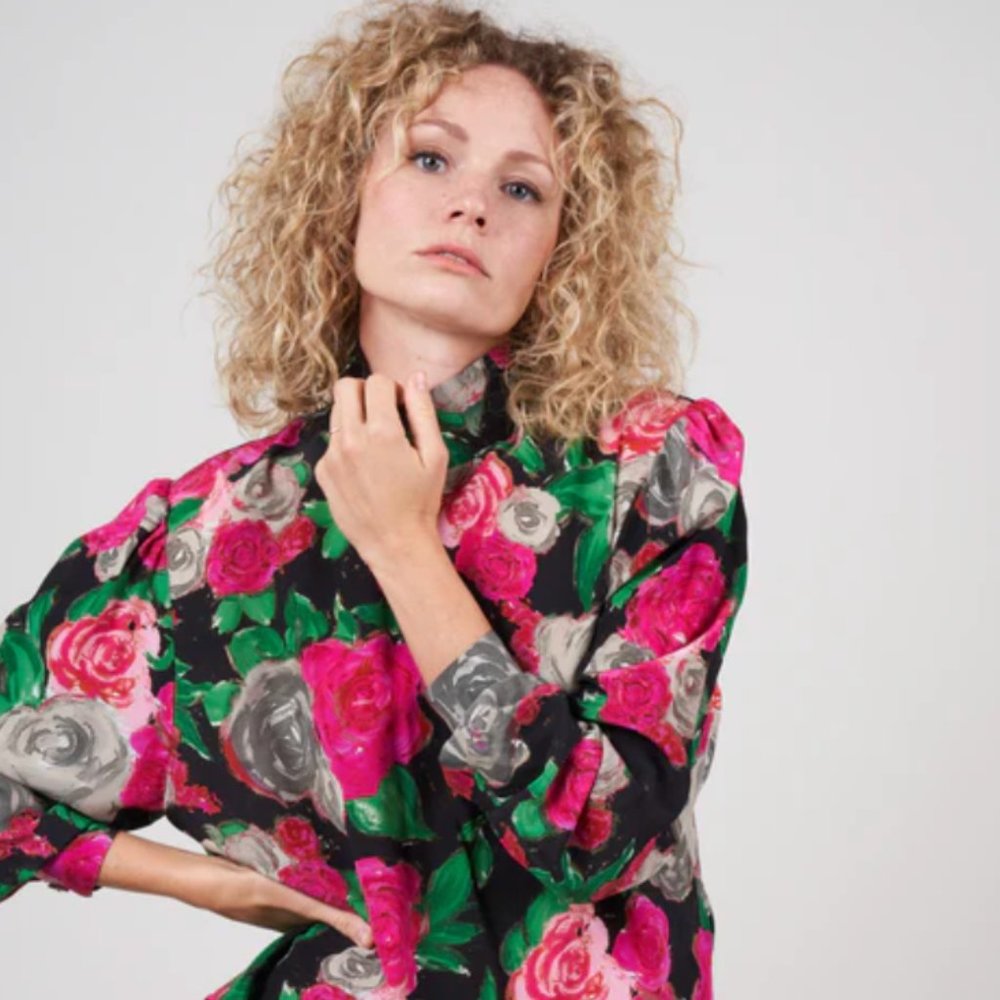 RACHEL COMEY Prina Floral Print Top × 1 4 / BLACK MULTI